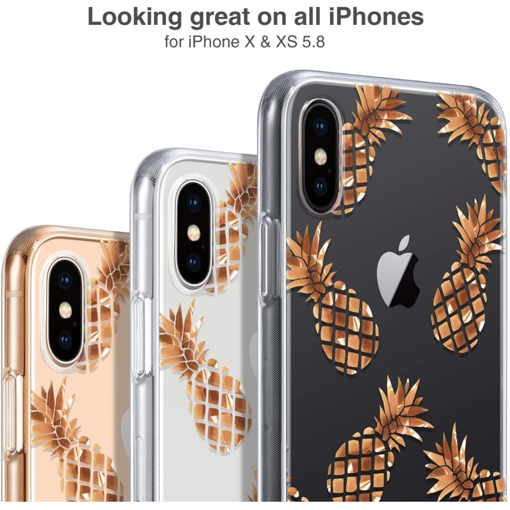 Pineapple Case for IPhone X and XS, Clear and Rose Gold